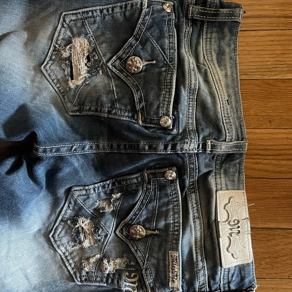 Miss Me Distressed Dark Blue Bootcut Jeans